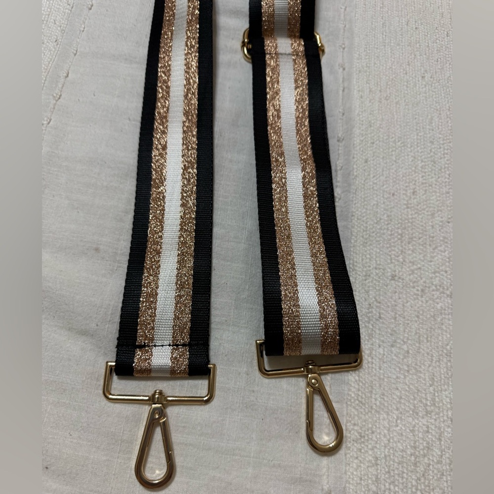 Black and Gold Striped Bag Strap
